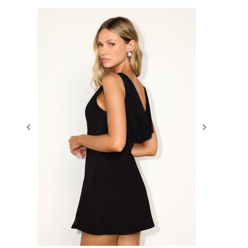 Lulus Black Cowl Mini Dress Size L NWT - Picture 3 of 7